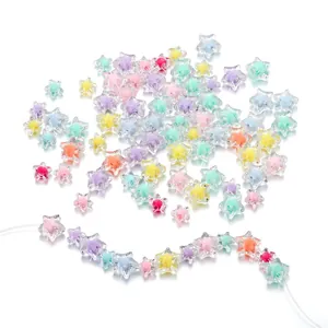 Cuentas de Acrílico Transparentes en Forma de Estrella Color de Caramelo Estrella de Cinco Puntas Cuentas Sueltas para Hacer Pulseras y Collares DIY Accesorios Hechos a Mano