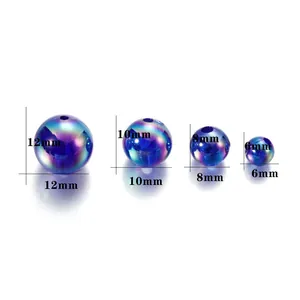 Set of iridescent AB plastic beads in 6mm 8mm 10mm and 12mm for DIY jewelry