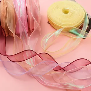 4cm breites, buntes, schimmerndes Organzaband mit Fischschwanz-Saum für DIY-Bögen