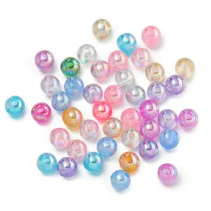 Vibrant candy-colored iridescent AB plastic loose beads for DIY jewelry and phone chains