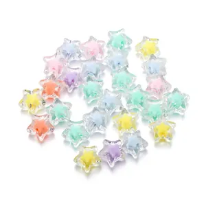 Cuentas de estrella de acrílico transparente de colores para joyería artesanal hecha a mano