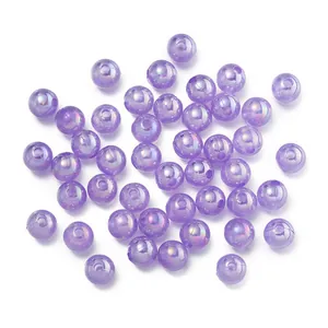 Purple translucent plastic beads with iridescent AB finish for DIY jewelry crafts