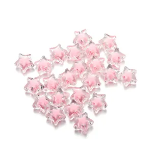 Cuentas de estrella de acrílico transparente con núcleo rosa para la creación de joyas DIY