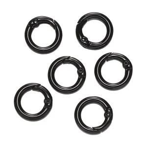 Set mit 6 schwarz lackierten Metall-Federringen für Taschenkettchen und DIY-Schmuck