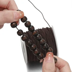 Cordón elástico marrón de alta durabilidad para joyería DIY y fabricación de pulseras