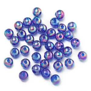 Round candy colored iridescent AB plastic beads for DIY jewelry and phone chain