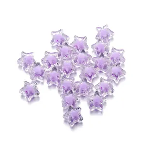 Cuentas de acrílico en forma de estrella lavanda con carcasa transparente para DIY