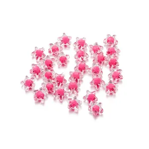 Cuentas de acrílico transparentes en forma de estrella con centro rosa para joyería DIY