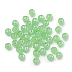 Round light green AB iridescent plastic loose beads for DIY jewelry making and crafts
