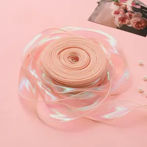 Nastro in filato a coda di pesce rosa cangiante, largo 4 cm, perfetto per fiocchi fai-da-te