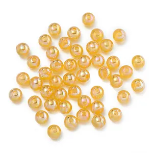 Iridescent orange AB color plastic round beads for DIY handmade jewelry and phone chains