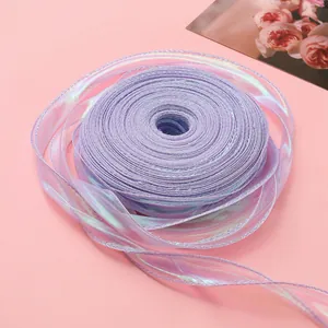 Nastro d'organza viola iridescente da 4 cm per fiocchi fai-da-te e confezioni regalo