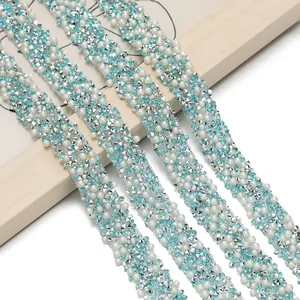 Decorative self-adhesive rhinestone and pearl beaded trim strip for DIY fashion accessories
