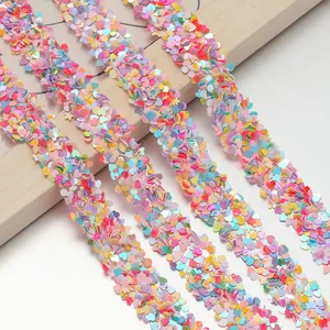 Colorful DIY self-adhesive sequin strips with heart and star patterns for apparel decoration