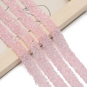 Pink self-adhesive rhinestone ribbon strip for DIY craft and clothing decoration