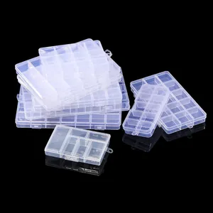 Clear Plastic Jewelry Organizer Container Multi Grid Fixed Compartments Storage Case For Earrings Beads DIY Accessories