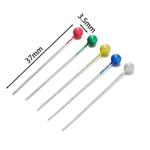 Mehrfarbige Stecknadeln mit Perlenkopf für Schneiderei und Bastelarbeiten 37mm