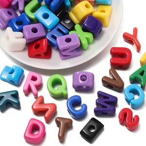 Colorful acrylic large hole alphabet beads for DIY jewelry bracelets and crafts.