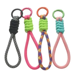 Cordons de poignet colorés en paracorde tressée pour clés et téléphone avec anneaux