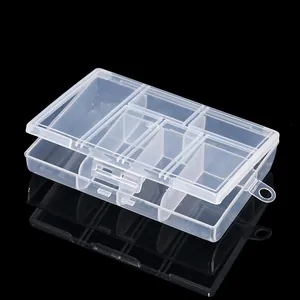 Clear plastic jewelry organizer with 10 compartments and snap-lock lid