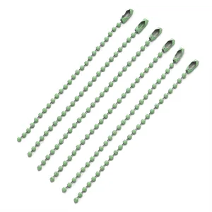 Light green metal ball chains with end connectors for DIY keychains and jewelry tags