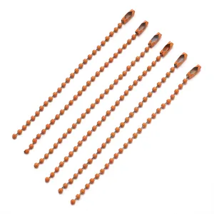 Set of seven 10cm or 12cm orange metal ball chains with connectors for DIY jewelry
