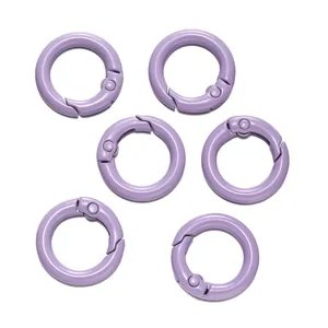 Sechs lila Legierung Federringe für DIY Handyketten und Schmuck Taschenzubehör