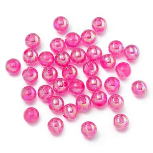 Vibrant pink candy-colored AB coated plastic beads for DIY jewelry and phone chains.