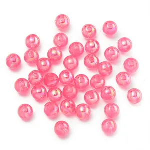 Loose pink AB iridescent plastic beads for DIY handmade jewelry and phone charms
