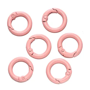 Set mit sechs rosa Metall-Federringen für DIY-Taschen- und Handykettenzubehör