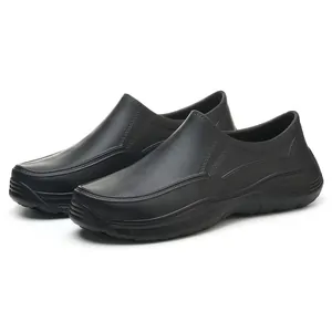 Professional black slip-resistant waterproof chef shoes for kitchen and work safety