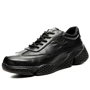 Zapatos de seguridad de cuero negro con punta de acero y suela de nido de abeja