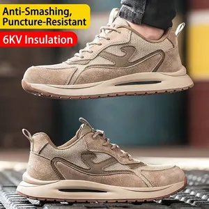 Atmungsaktive khakifarbene Sicherheitsschuhe mit Durchtrittschutz und 6KV Isolierung
