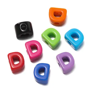 Colorful acrylic large hole letter D beads for DIY bracelet jewelry making