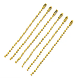 Set of yellow metal ball chains for DIY keychains and handmade jewelry accessories