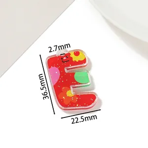Bunter Acryl Buchstabe E Anhänger mit Maßen 36.5x22.5mm für DIY Bastelarbeiten