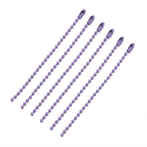 Set of purple metal ball bead chains for DIY jewelry making, keychains and tag crafts