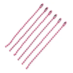 Pink metal ball chain with connectors for DIY keychains and jewelry, 12cm length