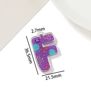 Bunter bedruckter Acryl-Buchstabe F Anhänger für DIY-Schmuck und Schlüsselanhänger