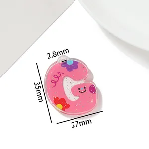 Rosa Glitzer-Acryl-Buchstabe G Anhänger für DIY Schlüsselanhänger, 35x27mm
