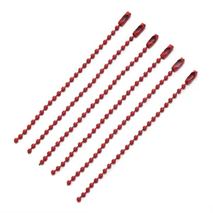 Vibrant red metal bead ball chain accessory for DIY jewelry tags and keychains
