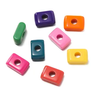Set of colorful rectangular acrylic beads with large holes for DIY jewelry making