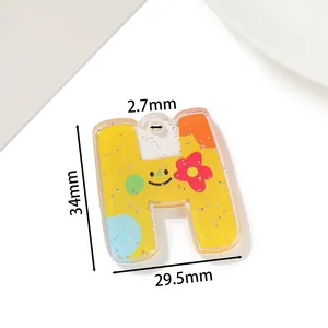 Bunter Acryl-Buchstabe H Anhänger mit Glitzer für DIY Schlüsselanhänger und Schmuck