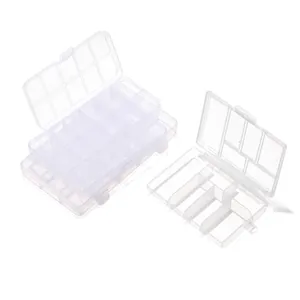 Clear plastic storage box with compartments for jewelry organization and DIY parts