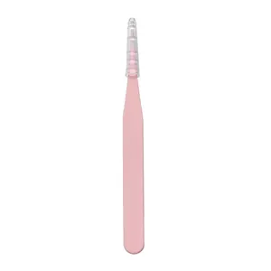 Pince à épiler rose en acier inoxydable avec capuchon protecteur pour les loisirs.