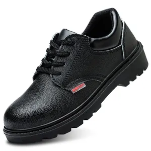 Professional 10KV insulated black leather safety shoe with breathable and lightweight design
