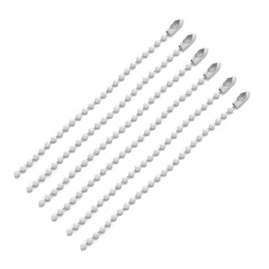 Set of 7 pieces white metal ball chains with connectors for keychains DIY