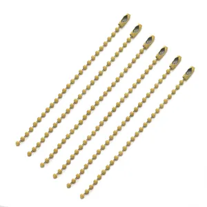 Set of seven bright yellow metal ball bead chains with secure connectors for DIY jewelry