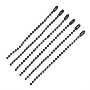 High-quality black metal ball chains for DIY jewelry tags and keychain accessories