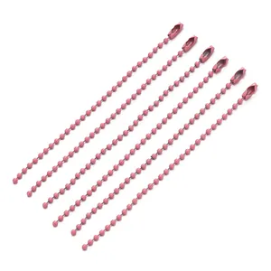 Durable pink metal ball bead chains for DIY jewelry tags and keychain accessories